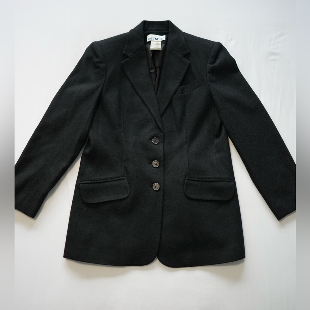 Vintage Women’s White Stag Black Wool Blazer